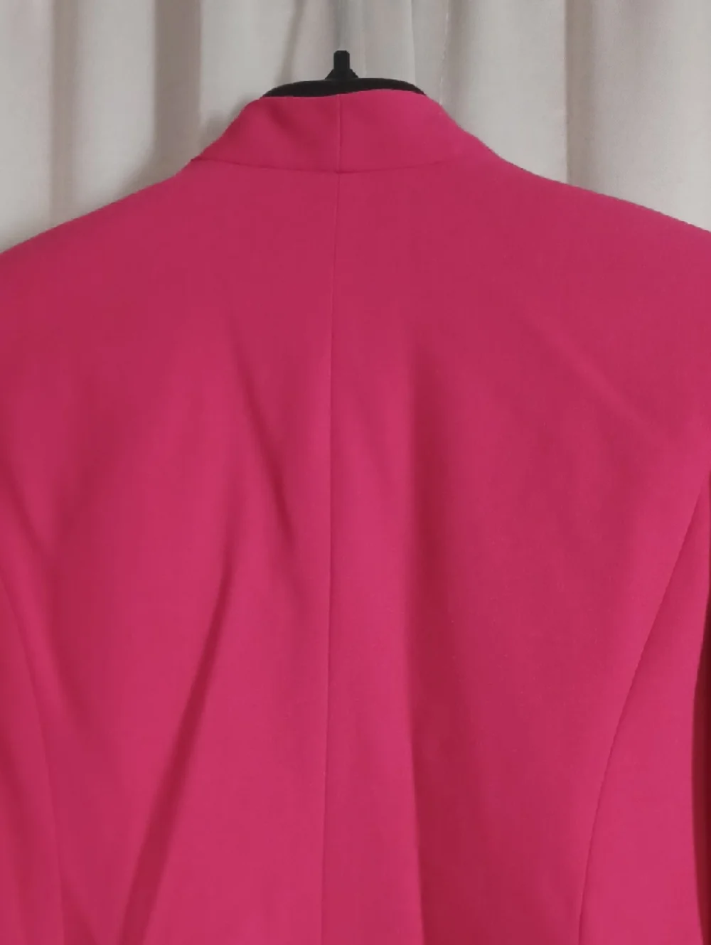 Petite Sophisticate Hot Pink Power Dressing Blazer Contrast Black Cuffs 80s Glam